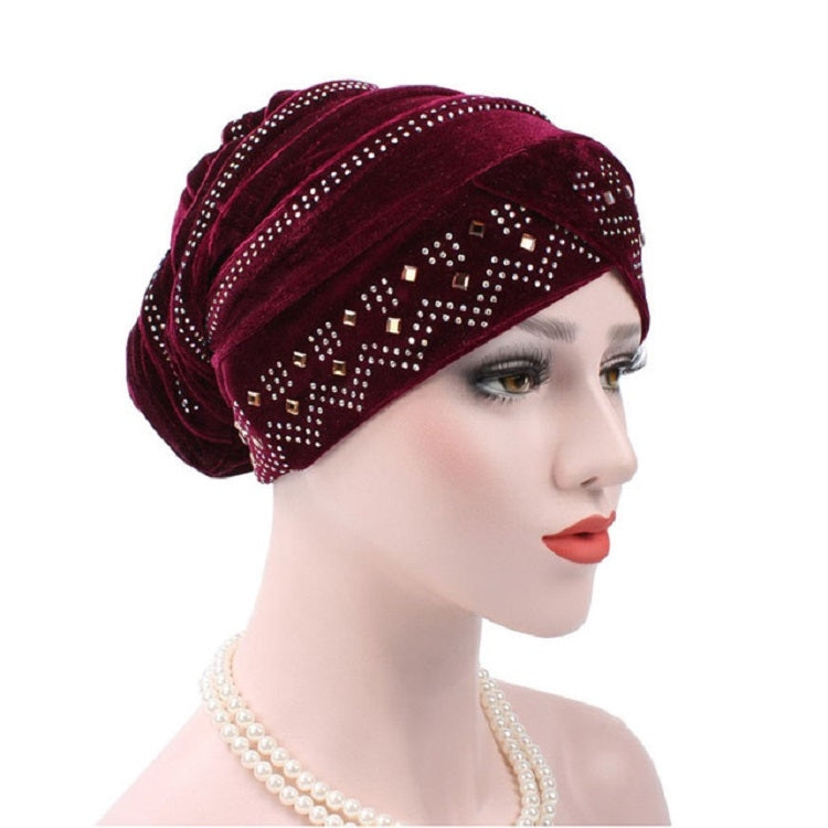 Cappello impilabile con turbante con strass Pleuche, Adjustable