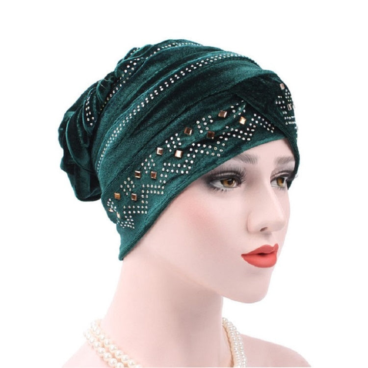 Cappello impilabile con turbante con strass Pleuche, Adjustable