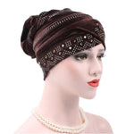 Cappello impilabile con turbante con strass Pleuche, Adjustable