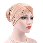 Cappello impilabile con turbante con strass Pleuche, Adjustable
