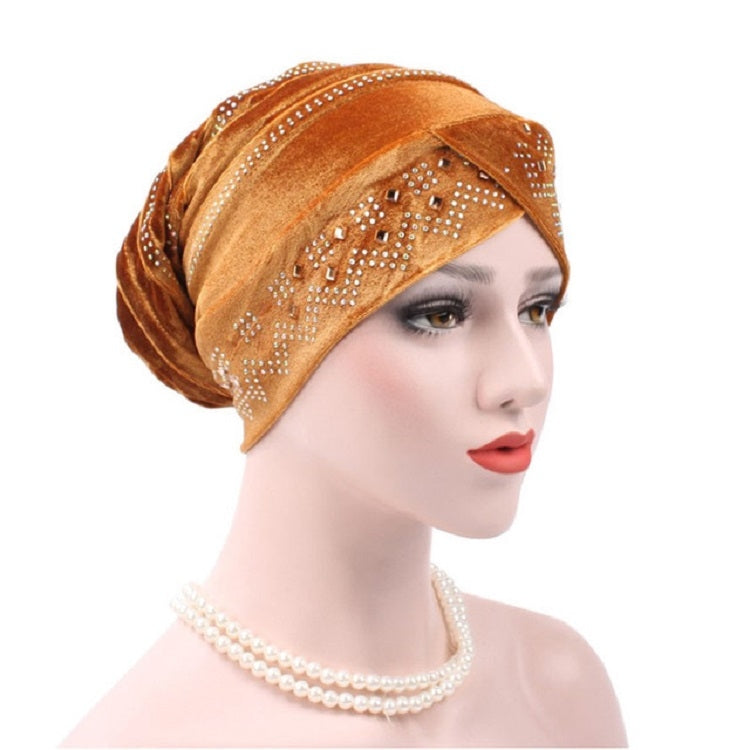 Cappello impilabile con turbante con strass Pleuche, Adjustable
