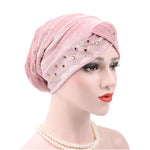 Cappello impilabile con turbante con strass Pleuche, Adjustable