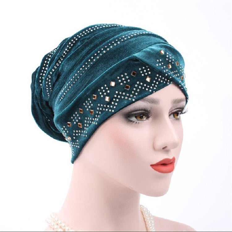 Cappello impilabile con turbante con strass Pleuche, Adjustable