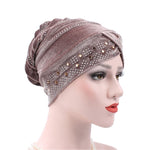 Cappello impilabile con turbante con strass Pleuche, Adjustable