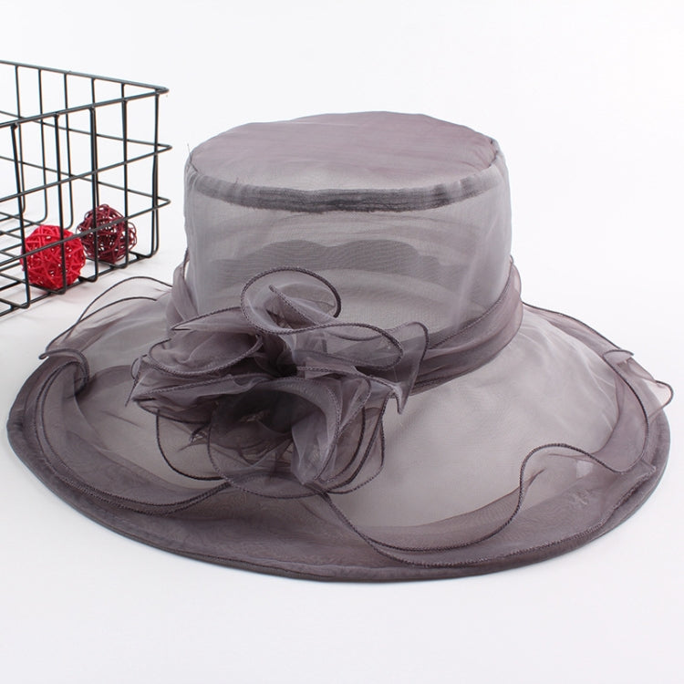 Cappello da sole pieghevole da spiaggia per donna, primavera ed estate, a tesa larga in organza