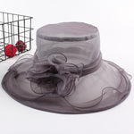 Cappello da sole pieghevole da spiaggia per donna, primavera ed estate, a tesa larga in organza