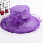 Cappello da sole pieghevole da spiaggia per donna, primavera ed estate, a tesa larga in organza