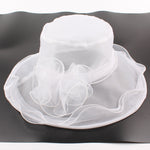 Cappello da sole pieghevole da spiaggia per donna, primavera ed estate, a tesa larga in organza