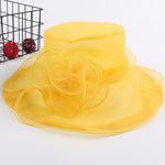 Cappello da sole pieghevole da spiaggia per donna, primavera ed estate, a tesa larga in organza