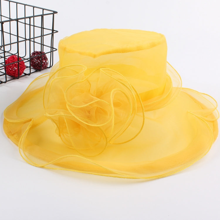 Cappello da sole pieghevole da spiaggia per donna, primavera ed estate, a tesa larga in organza
