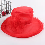Cappello da sole pieghevole da spiaggia per donna, primavera ed estate, a tesa larga in organza