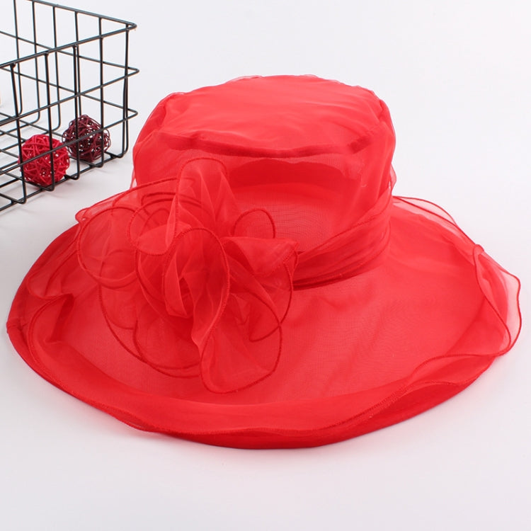 Cappello da sole pieghevole da spiaggia per donna, primavera ed estate, a tesa larga in organza