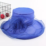 Cappello da sole pieghevole da spiaggia per donna, primavera ed estate, a tesa larga in organza