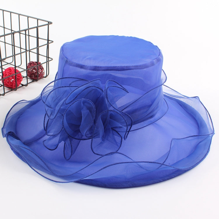 Cappello da sole pieghevole da spiaggia per donna, primavera ed estate, a tesa larga in organza