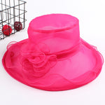 Cappello da sole pieghevole da spiaggia per donna, primavera ed estate, a tesa larga in organza