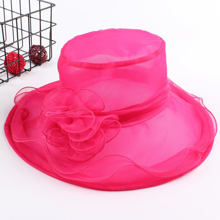 Cappello da sole pieghevole da spiaggia per donna, primavera ed estate, a tesa larga in organza