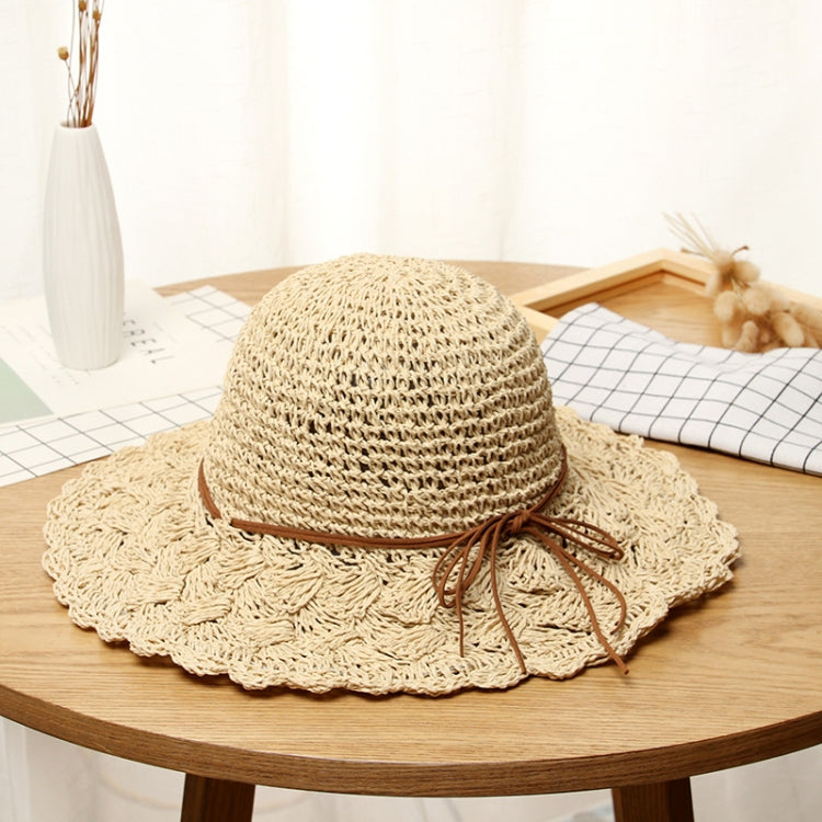 Cappello da sole pieghevole in paglia con fiocco in stile letterario