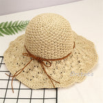 Cappello da sole pieghevole in paglia con fiocco in stile letterario