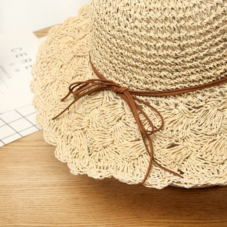 Cappello da sole pieghevole in paglia con fiocco in stile letterario