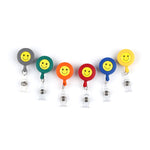 2 porta ID con fibbia facile da tirare, porta volto sorridente, targhetta identificativa, porta badge retrattile