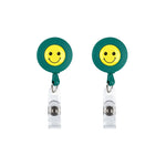 2 porta ID con fibbia facile da tirare, porta volto sorridente, targhetta identificativa, porta badge retrattile