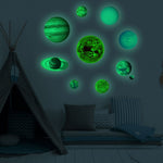 E wall 2 set adesivi murali fluorescenti pianeta sistema solare adesivi murali luminosi camera da letto