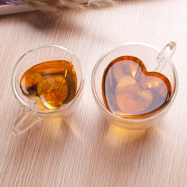 2 tazze da tè trasparenti resistenti in vetro a doppia parete a forma di cuore