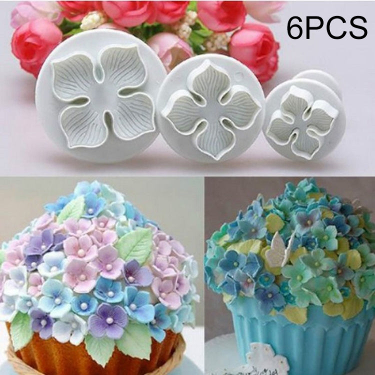 Stampo per fiori e fiori in silicone per decorazione di torte con ortensia in silicone da 6 pezzi, 3 PCS Hydrangea