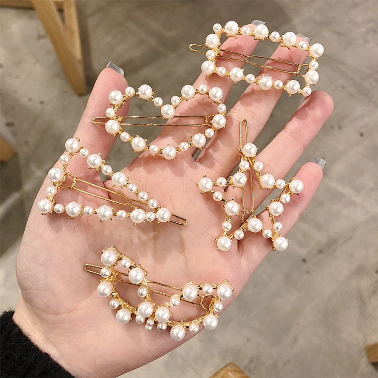 Forcine per capelli geometriche irregolari con perle, presa delicata per capelli