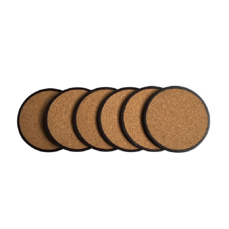 Home Daily Sottobicchiere rotondo in legno di sughero Porta sottobicchiere in PP, 6 Coasters, Coaster Stand, 6 Coasters + Shelf