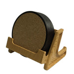 Home Daily Sottobicchiere rotondo in legno di sughero Porta sottobicchiere in PP, 6 Coasters, Coaster Stand, 6 Coasters + Shelf