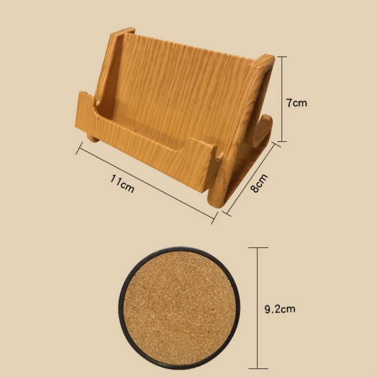 Home Daily Sottobicchiere rotondo in legno di sughero Porta sottobicchiere in PP, 6 Coasters, Coaster Stand, 6 Coasters + Shelf