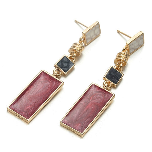 Orecchini pendenti rettangolari geometrici donna 6,1x1,1 cm