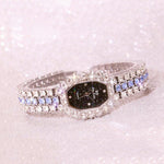 BS beesister FA1581 orologio al quarzo da donna con quadrante ottagonale e bracciale con strass placcato