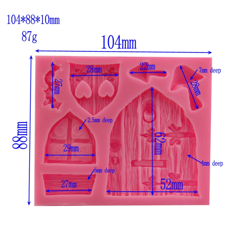 2 pezzi di casa dei cartoni animati in legno a forma di finestra in silicone, stampo per caramelle, strumento per decorare torte con fiabe, House Wooden Window Shape