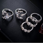 Set di 5 anelli regolabili vintage da donna con stella e luna