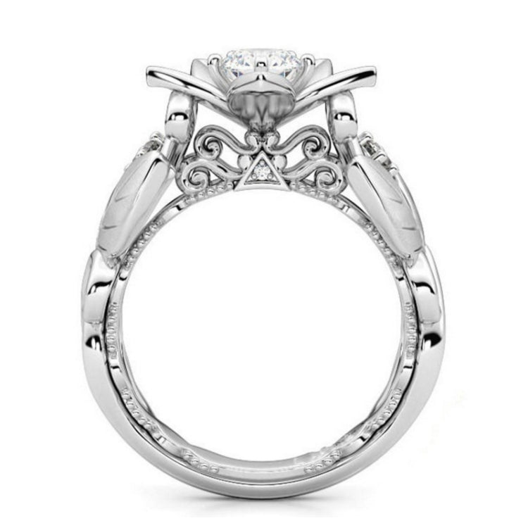 Anello nuziale da donna alla moda con rosa e diamante, 6, 7, 8, 9, 10