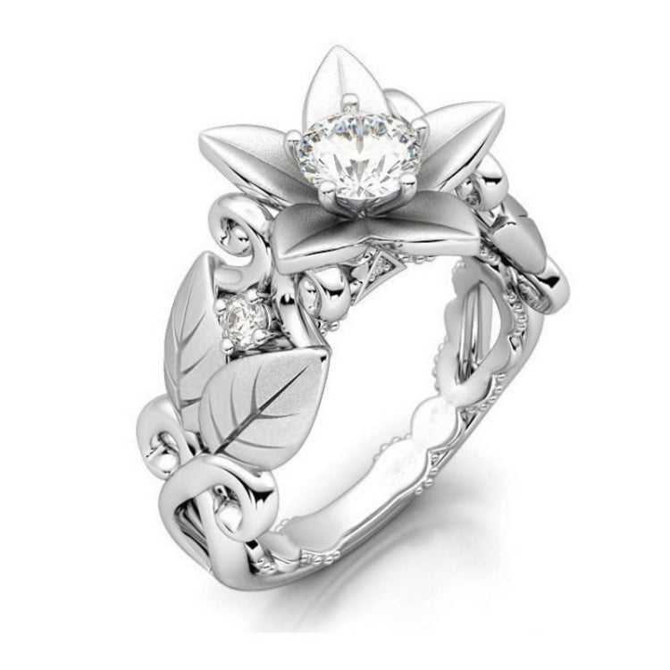Anello nuziale da donna alla moda con rosa e diamante, 6, 7, 8, 9, 10