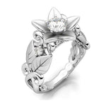 Anello nuziale da donna alla moda con rosa e diamante, 6, 7, 8, 9, 10