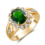 Anello con diamante verde ovale vintage alla moda, 7, 8, 9, 10