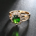 Anello con diamante verde ovale vintage alla moda, 7, 8, 9, 10