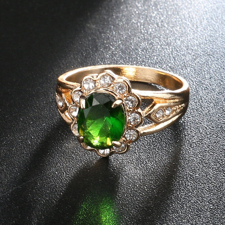 Anello con diamante verde ovale vintage alla moda, 7, 8, 9, 10