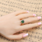 Anello con diamante verde ovale vintage alla moda, 7, 8, 9, 10