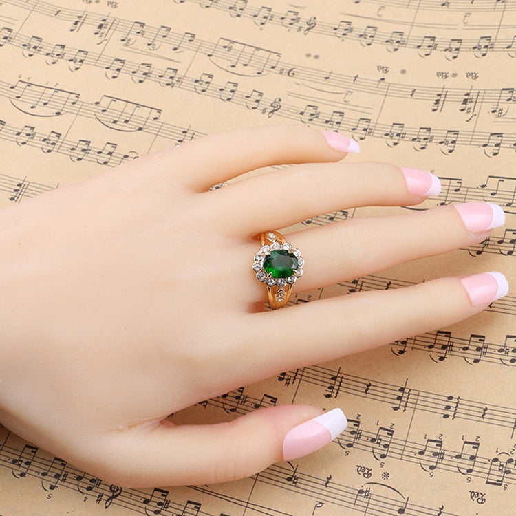Anello con diamante verde ovale vintage alla moda, 7, 8, 9, 10
