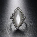 Anello opale ovale grande bianco placcato argento vintage da donna, 10, 7, 8, 9