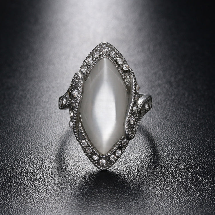 Anello opale ovale grande bianco placcato argento vintage da donna, 10, 7, 8, 9