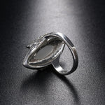 Anello opale ovale grande bianco placcato argento vintage da donna, 10, 7, 8, 9