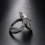 Anello opale ovale grande bianco placcato argento vintage da donna, 10, 7, 8, 9