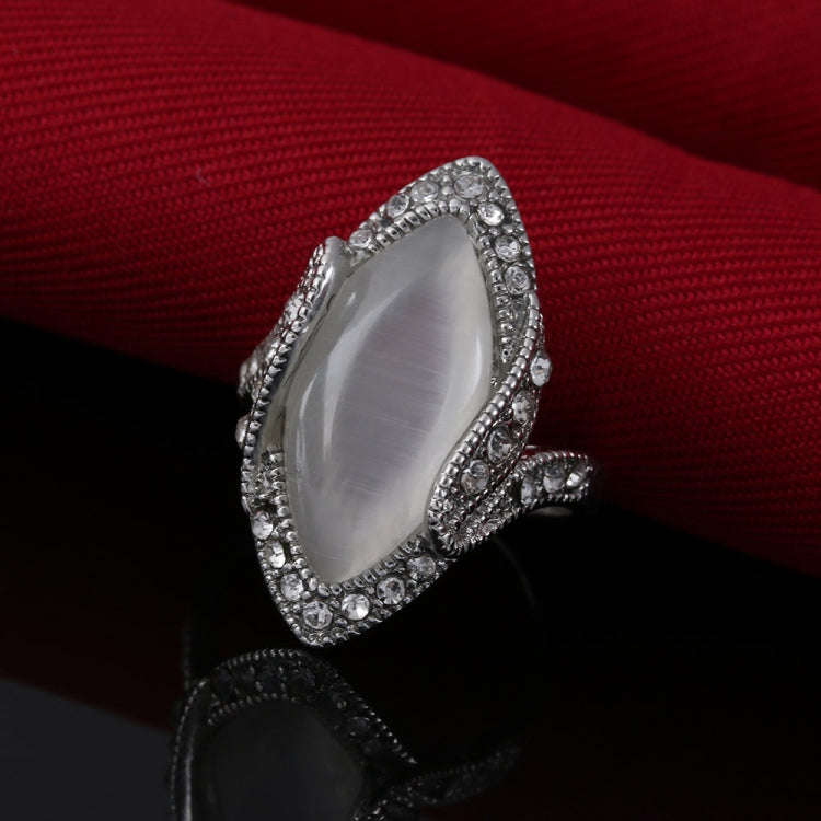 Anello opale ovale grande bianco placcato argento vintage da donna, 10, 7, 8, 9