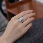Anello opale ovale grande bianco placcato argento vintage da donna, 10, 7, 8, 9